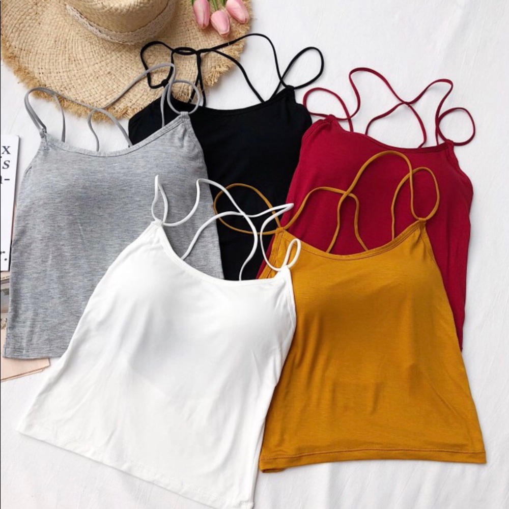 Tank top Strappy back open womens sexy padded red - Picture 4 of 7